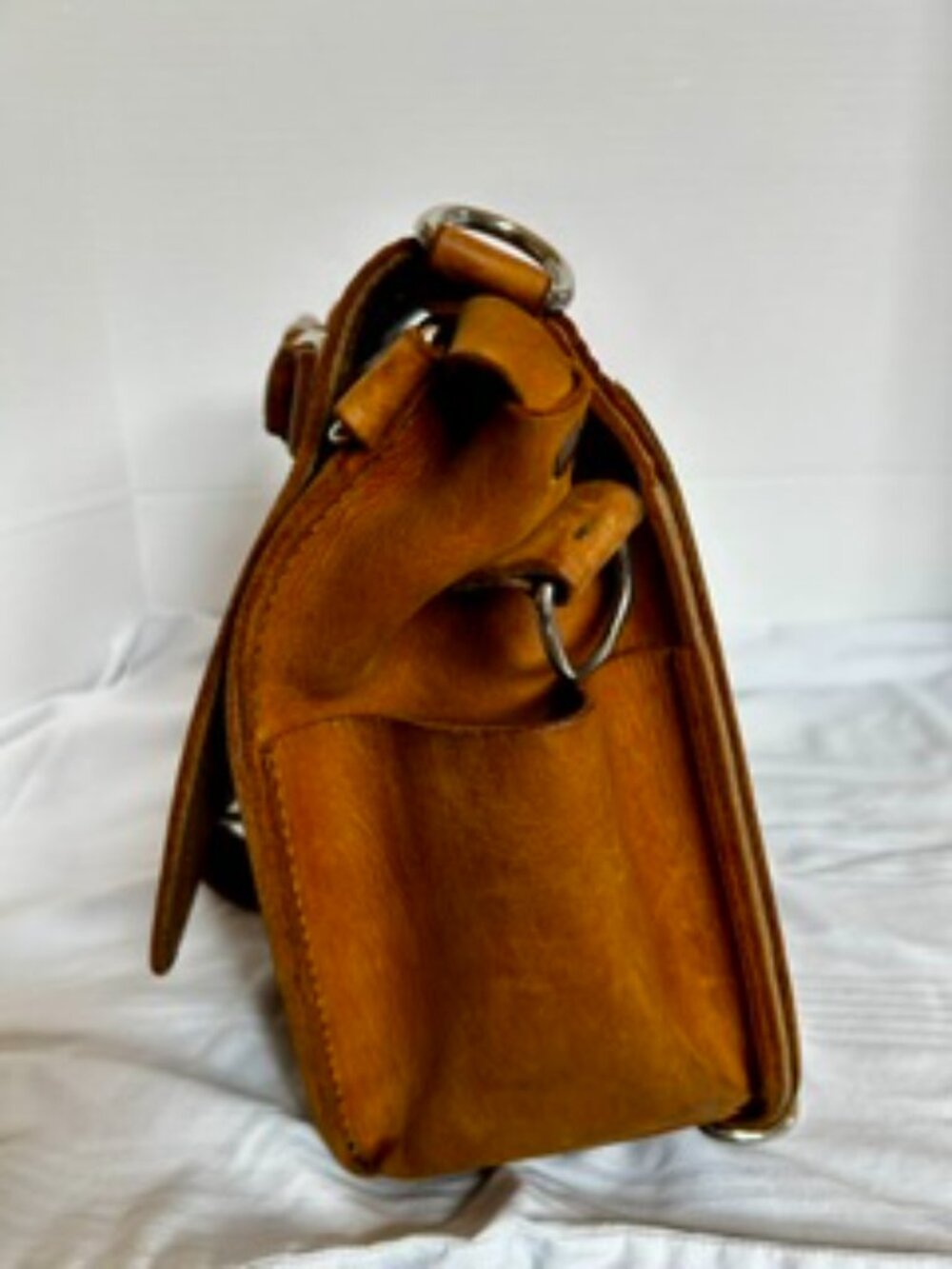 Tobacco color Saddleback Full Grain Leather Briefcase - Picture 3 of 15